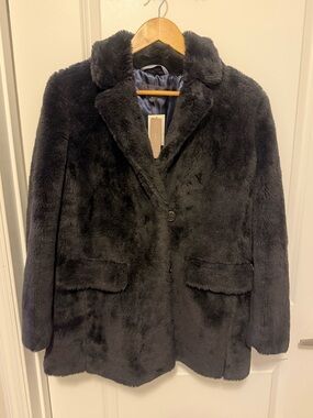 J Crew Women's Faux Fur Coat - Black. $248 NWT